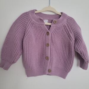 🧸2/20$ Rococo Purple Lavender Knit Sweater Cardigan Baby Toddler Girl Size 18M
